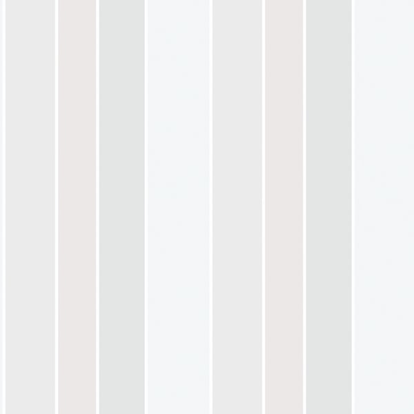 Pastel vertical striped wallpaper in soft gray, beige and sage tones.