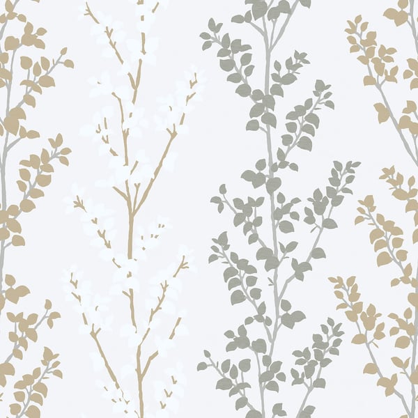 Galerie Wallcoverings Nordic Elements Leaf Stem Galerie Wallcoverings  Silver Grey   - G56330