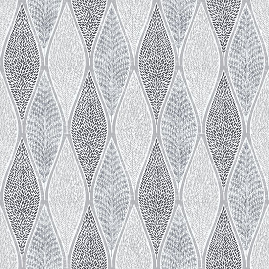 Galerie Wallcoverings Nordic Elements Teardrop Leaves Galerie Wallcoverings  Silver Grey   - G56368