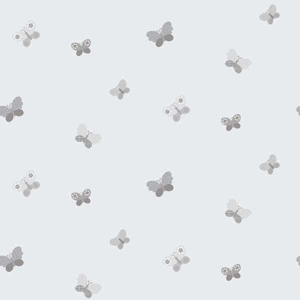 Galerie Wallcoverings Just 4 Kids 2 Butterflies Galerie Wallcoverings  Silver Grey   - G56504