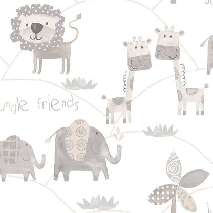 Galerie Wallcoverings Just 4 Kids 2 Jungle Friends Galerie Wallcoverings  Silver Grey   - G56505