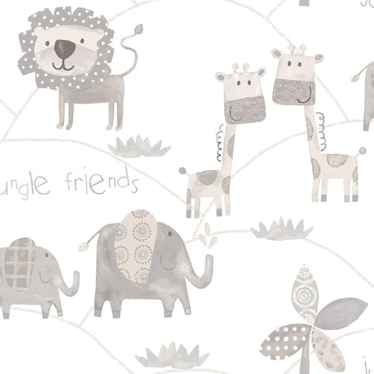 Galerie Wallcoverings Just 4 Kids 2 Jungle Friends Galerie Wallcoverings  Silver Grey   - G56505