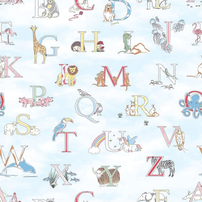 Galerie Wallcoverings Just 4 Kids 2 Alphabet Animals Galerie Wallcoverings  Blue   - G56537