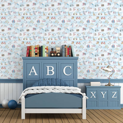 Galerie Wallcoverings Just 4 Kids 2 Alphabet Animals Galerie Wallcoverings  Blue   - G56537