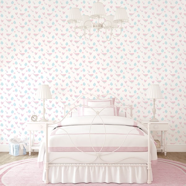Galerie Wallcoverings Just 4 Kids 2 Birds and Leaves Galerie Wallcoverings  Pink   - G56539