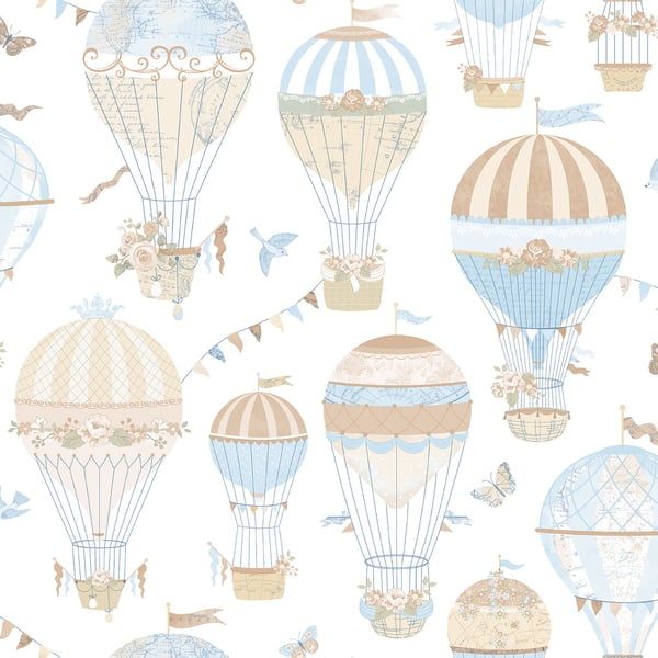 Galerie Wallcoverings Just 4 Kids 2 Hot Air Balloons Galerie Wallcoverings  Blue   - G56544