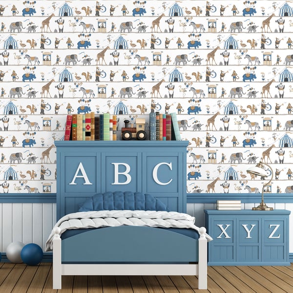 Galerie Wallcoverings Just 4 Kids 2 Circus Animals Galerie Wallcoverings  Blue   - G56546