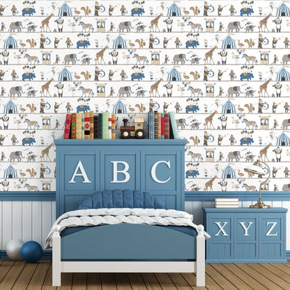 Galerie Wallcoverings Just 4 Kids 2 Circus Animals Galerie Wallcoverings  Blue   - G56546
