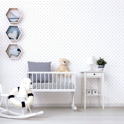 Galerie Wallcoverings Just 4 Kids 2 Tiny Stars Galerie Wallcoverings  Silver Grey   - G56548