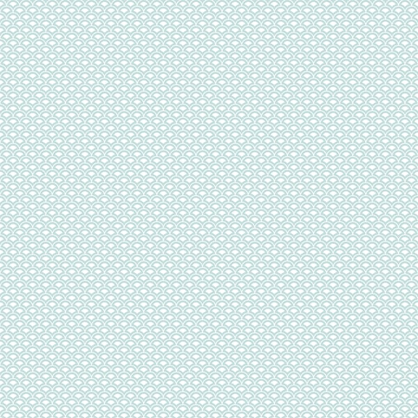 Mint aqua scallop pattern repeating wallpaper print with pale blue-green crescents.