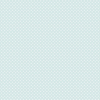 Mint aqua scallop pattern repeating wallpaper print with pale blue-green crescents.