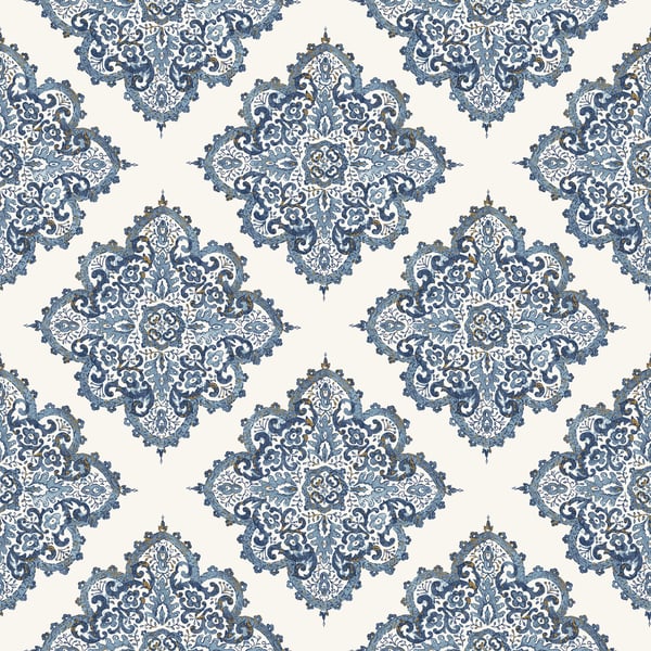Galerie Wallcoverings Nordic Elements Hmong Tile Effect Galerie Wallcoverings  Blue   - G67368