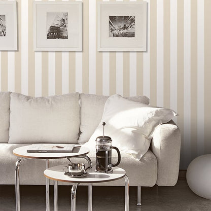 Galerie Wallcoverings Smart Stripes 3 Awning Stripe Galerie Wallcoverings  Beige   - G67520