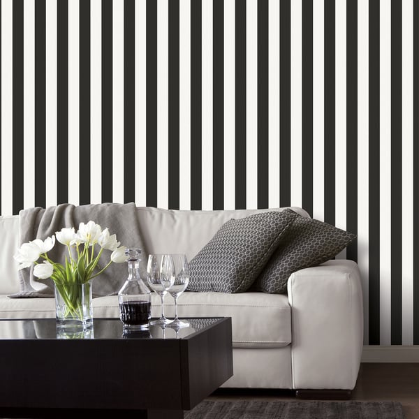 Galerie Wallcoverings Smart Stripes 3 Awning Stripe Galerie Wallcoverings  Black   - G67521