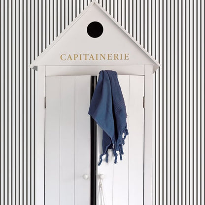 Galerie Wallcoverings Smart Stripes 3 Breton Stripe Galerie Wallcoverings  Black   - G67533