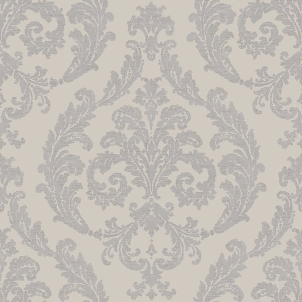 Galerie Wallcoverings Palazzo Silk Damask Galerie Wallcoverings  Silver Grey   - G67609