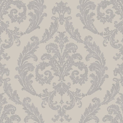 Galerie Wallcoverings Palazzo Silk Damask Galerie Wallcoverings  Silver Grey   - G67609