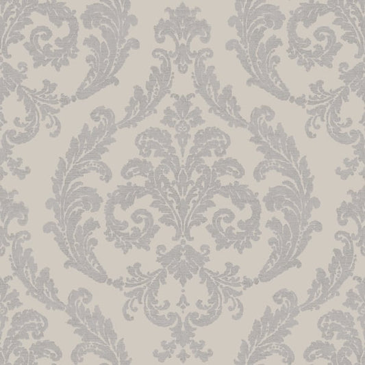 Galerie Wallcoverings Palazzo Silk Damask Galerie Wallcoverings  Silver Grey   - G67609