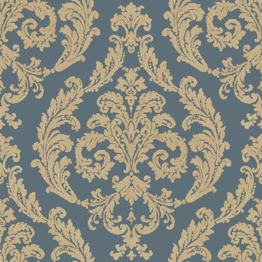 Galerie Wallcoverings Palazzo Silk Damask Galerie Wallcoverings  Blue   - G67610