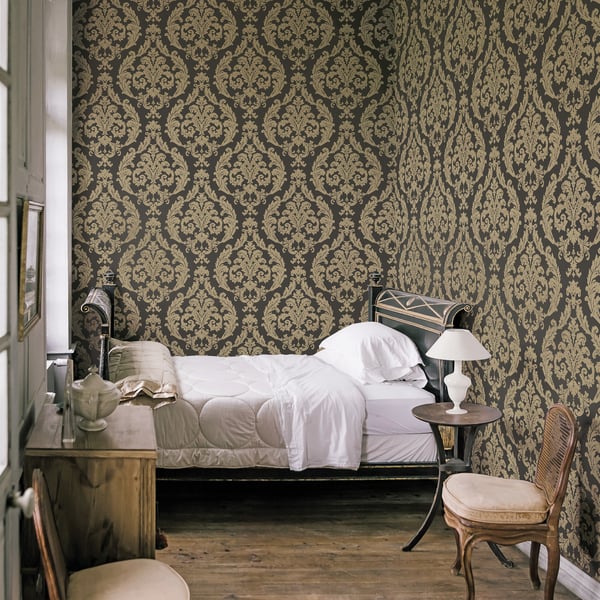 Galerie Wallcoverings Palazzo Silk Damask Galerie Wallcoverings  Bronze, Brown   - G67613