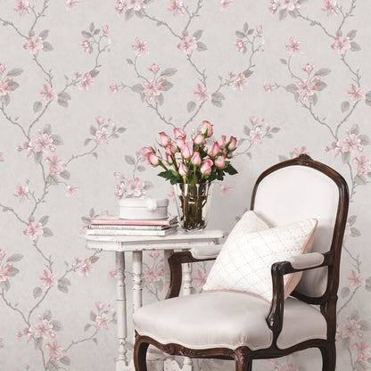 Galerie Wallcoverings Palazzo Dogwood Floral Galerie Wallcoverings  Pink   - G67614