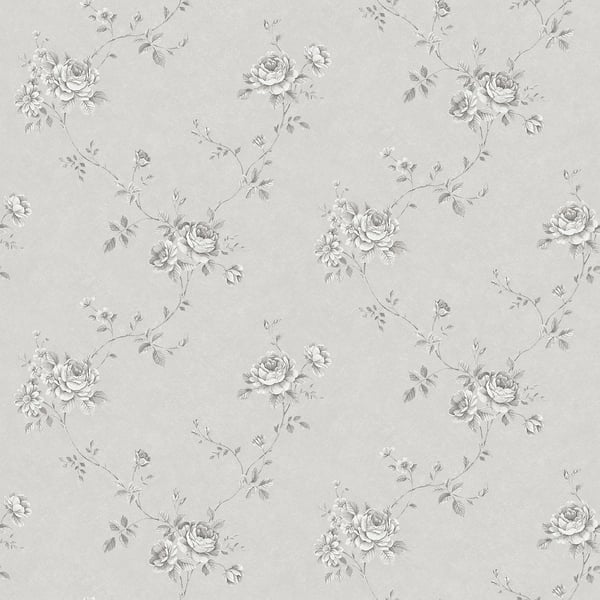 Galerie Wallcoverings Palazzo Floral Rose Galerie Wallcoverings  Silver Grey   - G67631