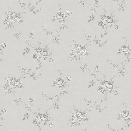 Galerie Wallcoverings Palazzo Floral Rose Galerie Wallcoverings  Silver Grey   - G67631