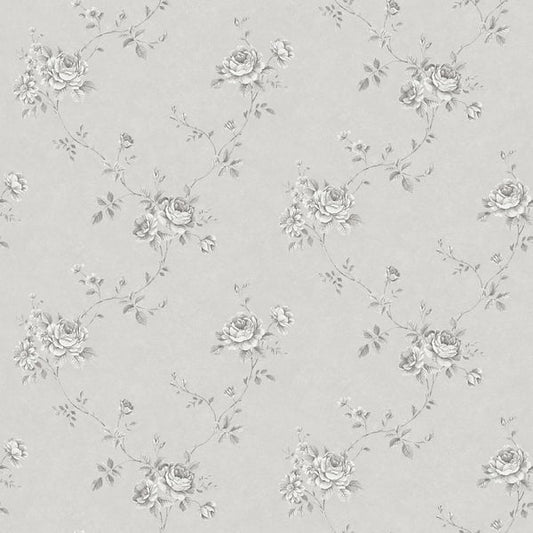 Galerie Wallcoverings Palazzo Floral Rose Galerie Wallcoverings  Silver Grey   - G67631