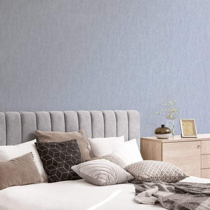 Vertical Textile wallpaper G67680 from Galerie Special FX 2 collection: silver‑grey vinyl on non‑woven with vertical textile‑effect emboss, washable, peelable, ideal for modern feature walls in living rooms, dining rooms or offices.