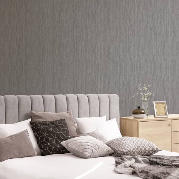 Metallic vertical-textile wallpaper from Special FX 2 collection: textured fabric-effect vinyl with fine shimmering lines and a raised surface, perfect for luxury feature walls in modern interiors.