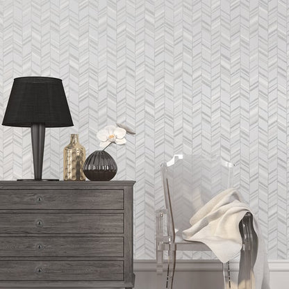 Galerie Wallcoverings Special Fx Glitter Chevrons Galerie Wallcoverings  Silver Grey   - G67717