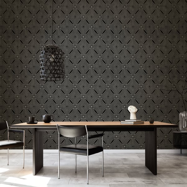 Metallic spiral geometric wallpaper with reflective finish from Special FX 2 collection, ideal for modern feature walls in living rooms, bedrooms, or offices.