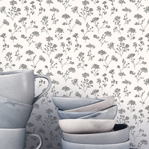 Galerie Wallcoverings Miniatures 2 Parsley Floral Galerie Wallcoverings  White   - G67870