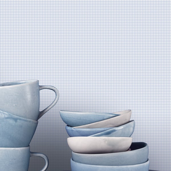 Blue & white gingham check miniature wallpaper swatch.