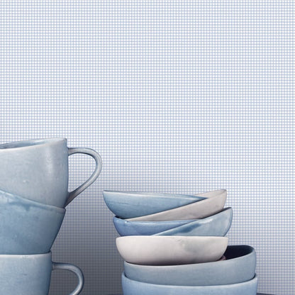 Blue & white gingham check miniature wallpaper swatch.