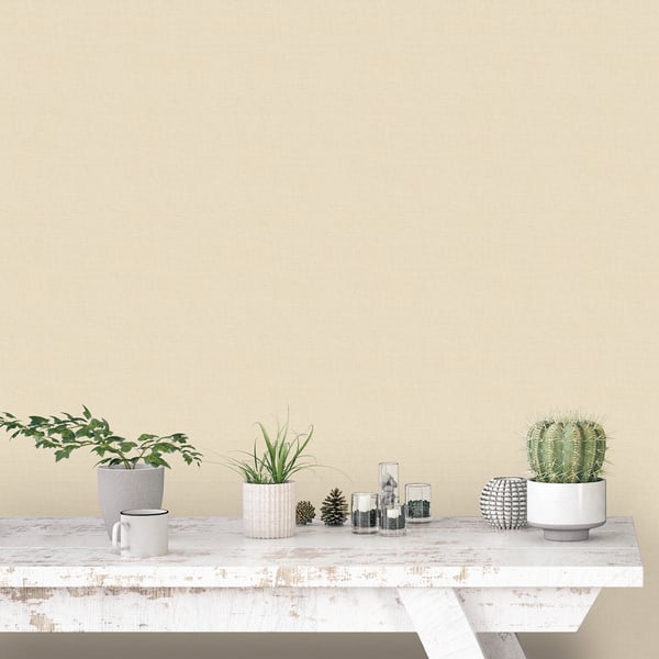 Cream plain linen wallcovering swatch.