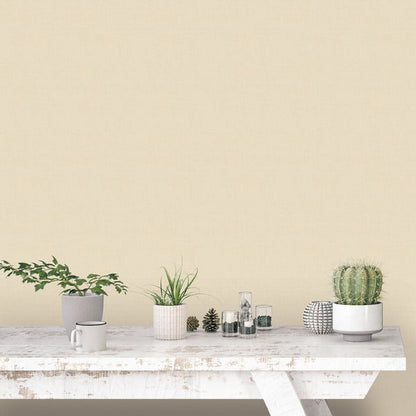 Cream plain linen wallcovering swatch.