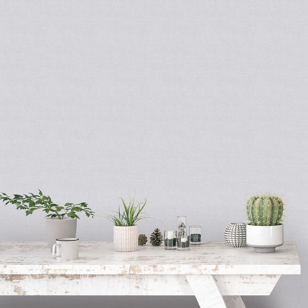 Silver grey plain linen wallcovering sample swatch