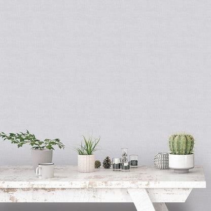 Silver grey plain linen wallcovering sample swatch