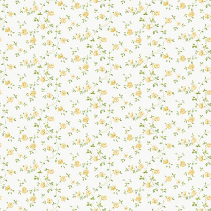 Repeating rose trellis wallpaper pattern on cream background.