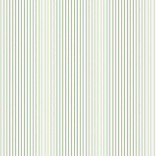 Pale green and white vertical stripe wallpaper with a clean, repeating pattern.
