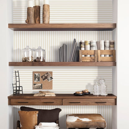 Galerie Wallcoverings Smart Stripes 3 Breton Stripe Galerie Wallcoverings  Beige   - G68052