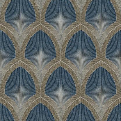 Galerie Wallcoverings Special Fx 2 Nouveau Scallop Galerie Wallcoverings  Blue   - G68083