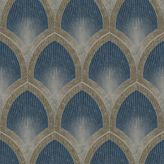Galerie Wallcoverings Special Fx 2 Nouveau Scallop Galerie Wallcoverings  Blue   - G68083