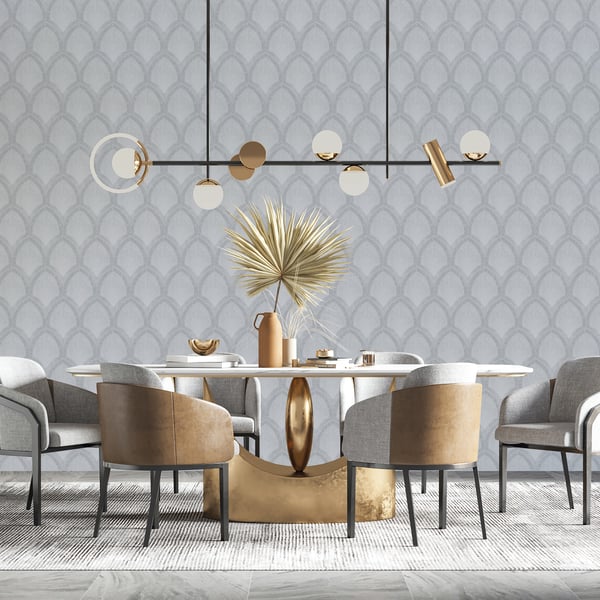 Galerie Wallcoverings Special Fx 2 Nouveau Scallop Galerie Wallcoverings  Silver Grey   - G68086