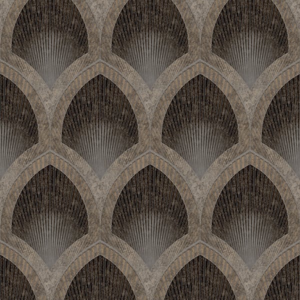 Galerie Wallcoverings Special Fx 2 Nouveau Scallop Galerie Wallcoverings  Bronze, Brown   - G68087