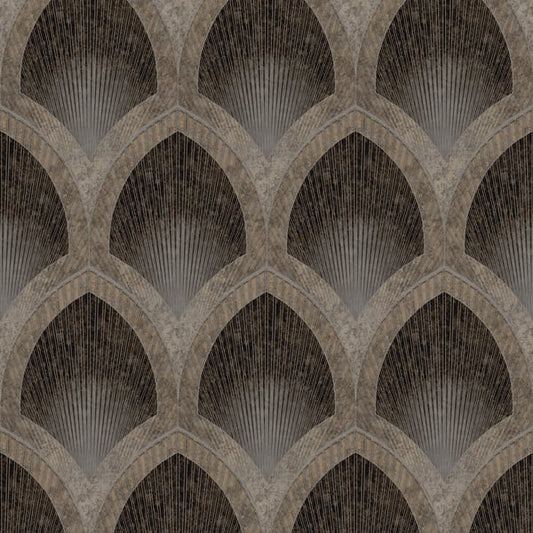 Galerie Wallcoverings Special Fx 2 Nouveau Scallop Galerie Wallcoverings  Bronze, Brown   - G68087