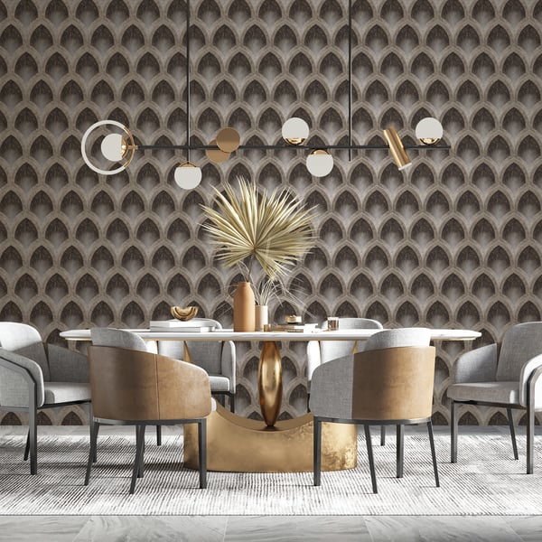 Galerie Wallcoverings Special Fx 2 Nouveau Scallop Galerie Wallcoverings  Bronze, Brown   - G68087