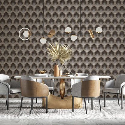 Galerie Wallcoverings Special Fx 2 Nouveau Scallop Galerie Wallcoverings  Bronze, Brown   - G68087