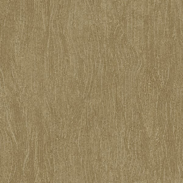 Beige-gold textured wallpaper with a raised wavy vertical pattern.